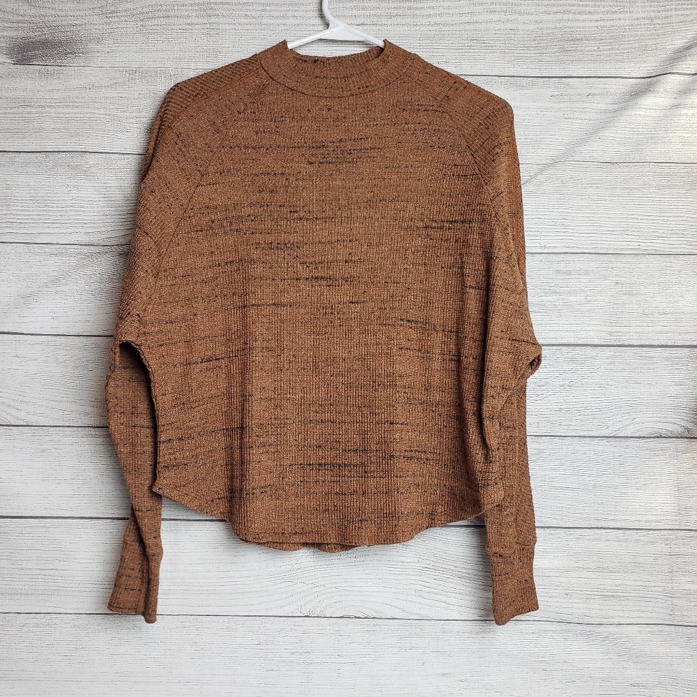 Treasure‎ & Bond Rust Orange Black Heather Ribbed Mock Neck Sweater Pullover XS
